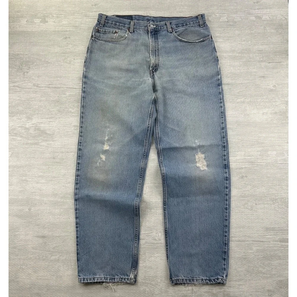 Vintage 90s Levis 550 Jeans Size 38x32 Blue Light Wash Denim Relaxed Fit